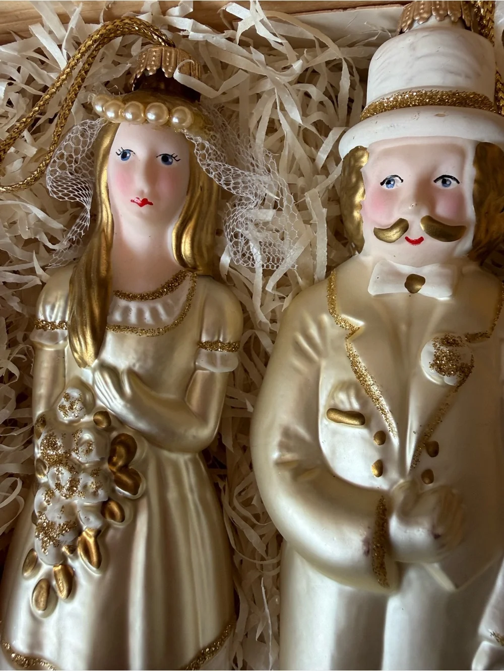 Lauscha Glas Creations Bride and Groom Handblown Holiday Ornaments - Set of 2